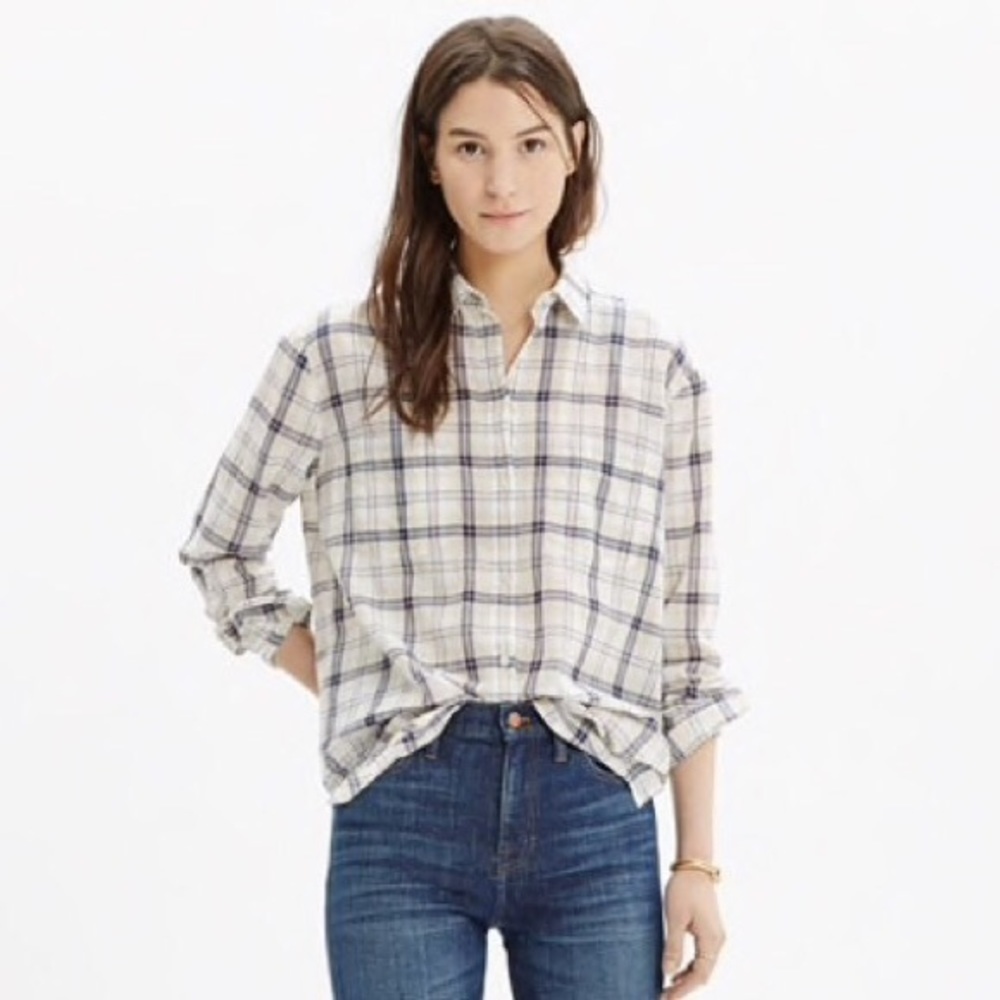 Madewell Oversized Boy Shirt Pebble Plaid
